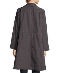 Eileen Fisher High Collar Knee Length Organic Cotton Jacket Plus Size