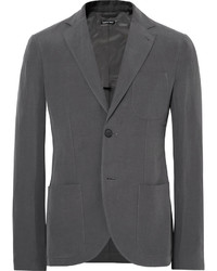 Giorgio Armani Grey Tokyo Slim Fit Slub Linen And Mulberry Silk Blend Blazer