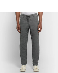 Hartford Charcoal Troy Slim Fit Linen Drawstring Trousers