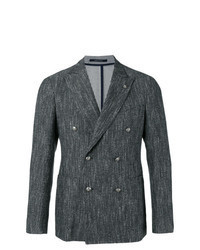 Charcoal Linen Double Breasted Blazer