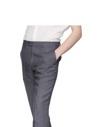 Eidos Grey Linen Slim Suit Trousers