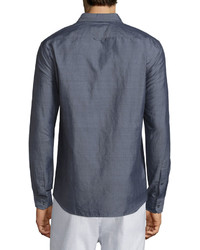 Vince Linen Blend Long Sleeve Sport Shirt Charcoal