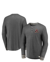FANATICS Branded Heathered Charcoal Arizona Coyotes True Classics Henley Long Sleeve T Shirt