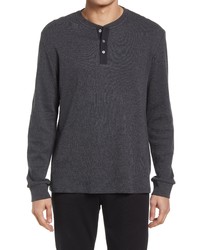 Bugatchi Comfort Long Sleeve Cotton Henley In Graphite At Nordstrom