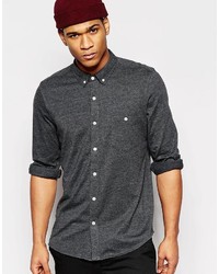 Asos Brand Jersey Shirt In Charcoal In Regular Fit