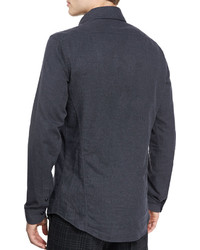 Tom Ford Brushed Twill Tailored Fit Sport Shirt Charcoal
