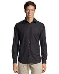 Report Collection Charcoal Mini Check Button Front Shirt