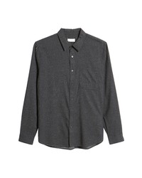 7 For All Mankind Cotton Cashmere Button Up Shirt In Charcoal At Nordstrom