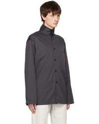 Lemaire Navy Stand Collar Shirt