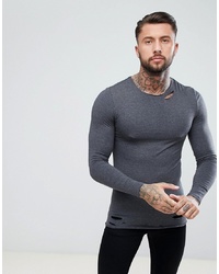 ASOS DESIGN Asos Longline Muscle Fit Long Sleeve T Shirt With Distress Detail