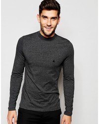 Asos Brand Muscle Long Sleeve T Shirt With Turtleneck And Logo In Gray