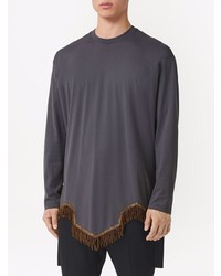 Burberry Fringed Hem Asymmetric T Shirt