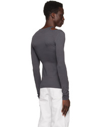LOW CLASSIC Gray Curve Hole Long Sleeve T Shirt