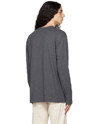 MSGM Gray Printed Long Sleeve T Shirt