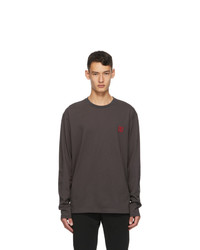 Wooyoungmi Grey And Red Logo Long Sleeve T Shirt
