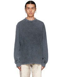 Han Kjobenhavn Grey Faded Distressed Long Sleeve T Shirt