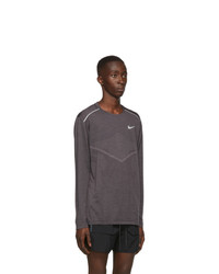 Nike Grey Techknit Ultra Running Long Sleeve T Shirt