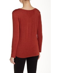 H By Bordeaux Long Sleeve Scoop Neck Heathered Tee