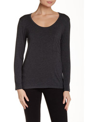 H By Bordeaux Long Sleeve Scoop Neck Heathered Tee