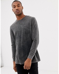 ASOS DESIGN Relaxed Longline Long Sleeve T Shirt In Acid Wash