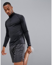 New Look Sport Half Zip Long Sleeve Top In Black
