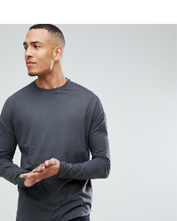 ASOS DESIGN T Sleeve T Shirt With Slim Arm In Washed Black