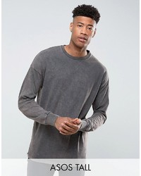 Asos Tall Oversized Long Sleeve T Shirt In Heavy Weight Jersey With Acid Wash