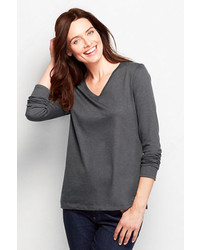 Lands' End Tall Relaxed Supima V Neck T Shirt Rich Sapphire