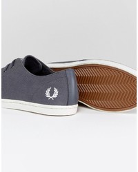 Fred Perry Byron Low Twill Sneakers In Charcoal