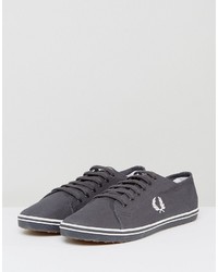 Fred Perry Kingston Twill Sneakers In Charcoal