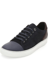 Lanvin Low Top Sneaker With Contrast Heel Bluelight Gray