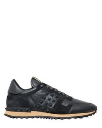Valentino Rockstud Leather Suede Sneakers