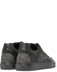 Balenciaga Textured Leather Suede And Woven Sneakers