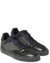 Balenciaga Textured Leather Suede And Woven Sneakers