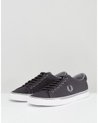 Fred Perry Underspin Canvas Sneakers In Charcoal