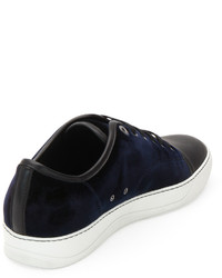 Lanvin Velvet Captoe Low Top Shoe Blue