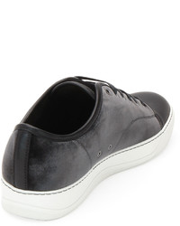 Lanvin Velvet Captoe Low Top Shoe Gray