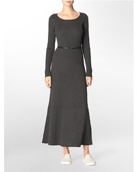 Calvin Klein Rib Knit Belted Maxi Dress