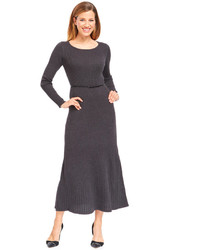 Calvin Klein Dress Long Sleeve Belted Sweater Maxi