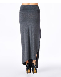 Heather Charcoal Slit Side Asymmetric Maxi Skirt