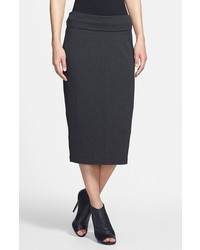 Eileen Fisher Foldover Straight Midi Skirt Charcoal Large