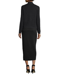 Washable Wool Midi Pencil Skirt Charcoal