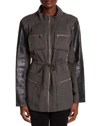 As By Df Crystal Ship Leather Sleeve Military Jacket