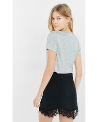 Express Charcoal Lace Hem Mini Skirt