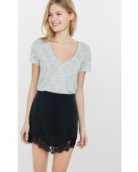Express Charcoal Lace Hem Mini Skirt