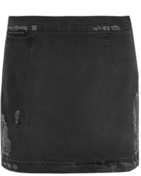 Frame Denim Distressed Stretch Denim Mini Skirt