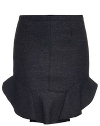 Isabel Marant Frill Hem Wool Blend Mini Skirt