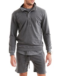 Goodlife Sun Faded Micro Terry Quarter Button Pullover In Black At Nordstrom