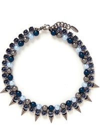 Joomi Lim Vicious Love Spike Faux Pearl Crystal Double Strand Necklace