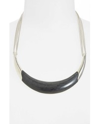 Vince Camuto Thorns Horns Bib Necklace Grey Horn Silver